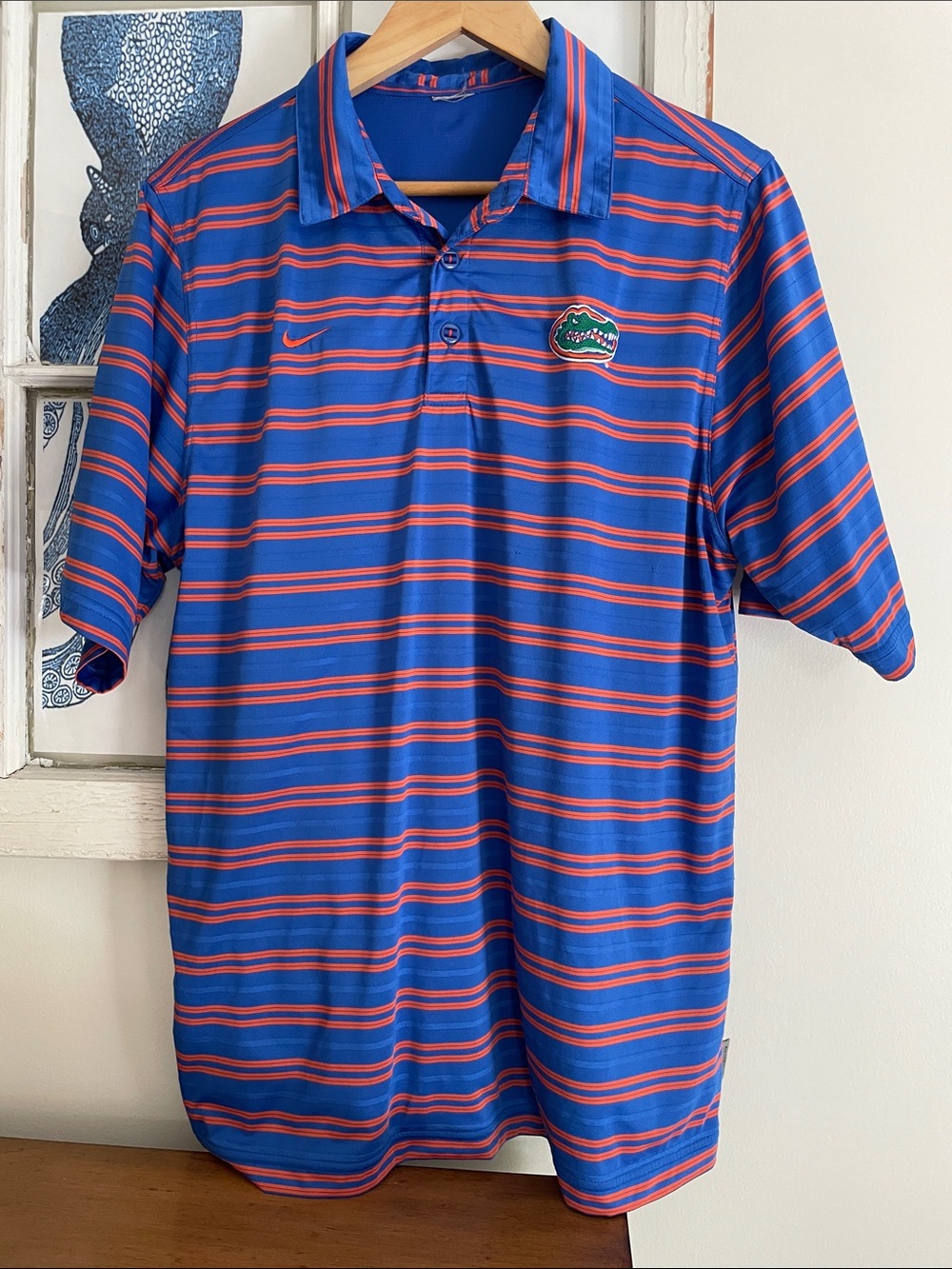 NIKE Blue & Orange Striped Men’s Polo UF gators